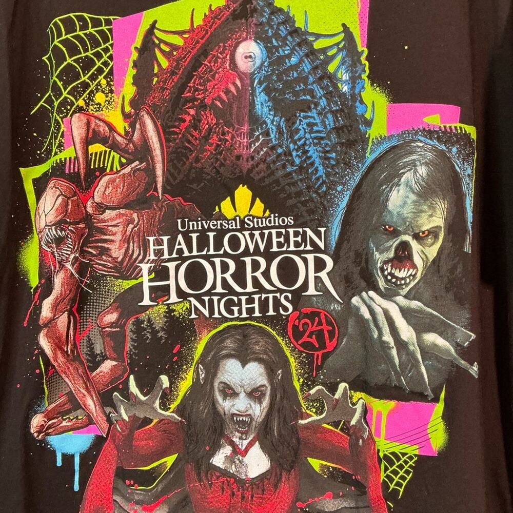 Halloween Horror Nights 2024 Black Graphic T-Shirt 2XL runs smaller